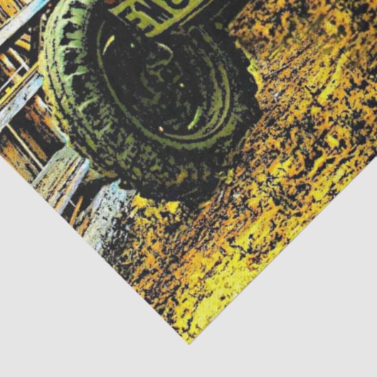 Antiek rode trekker bijtende schuur tissuepapier (Detail)