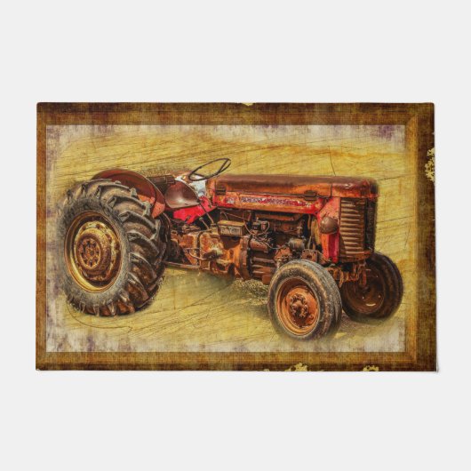 Antiek rode trekker deurmat (Voorkant)
