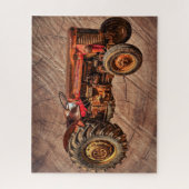 Antiek rode trekker legpuzzel (Verticaal)