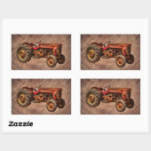 Antiek rode trekker rechthoekige sticker (Vel)