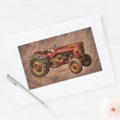 Antiek rode trekker rechthoekige sticker (Envelop)