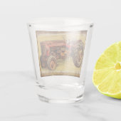 Antiek rode trekker shot glas (Achterkant)