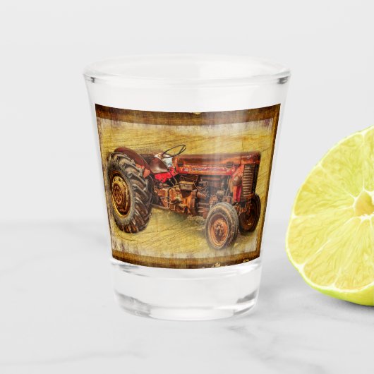 Antiek rode trekker shot glas (Voorkant)