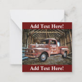 Antiek rode vrachtwagen in bijtende Kaart Notitiekaartje (Voorkant)