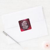 ANTIEK RODE WIJNLADY, DRUIVEN EN DRUIVEN VIERKANTE STICKER (Envelop)