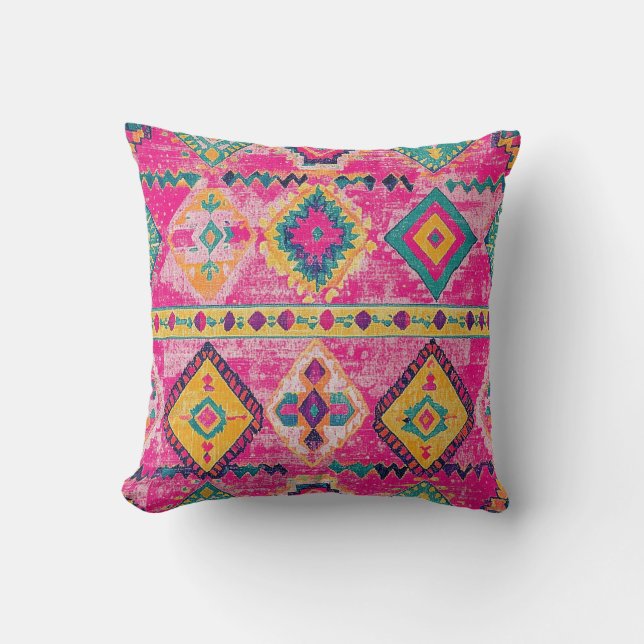 Antiek Roestig Roze Goud Oosters Turks Kilim tapij Kussen (Voorkant)