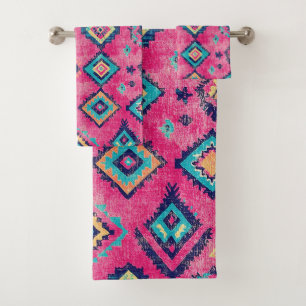 Antiek Roestig Roze Oosters Turks Kilim tapijt Bad Handdoek