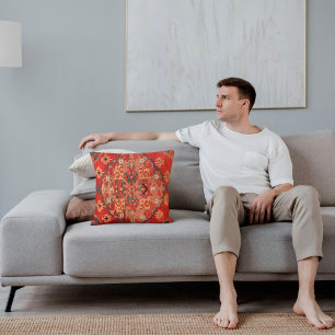 Antiek roestige rode oosterse turkse kilim tapijt kussen