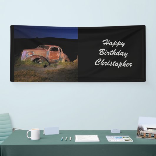 Antiek roestwagen - Aangepaste verjaardag Spandoek (Beurs)