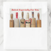 Antiek Rolling Pins "Baked by YOU" Behandellabels Rechthoekige Sticker (Tas)