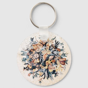 Antiek Romaans Italiaans Elegant Bloemmozaïek Brui Sleutelhanger