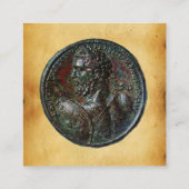 ANTIEK ROMAN BRONZE MEDALLION Brown Parchment Vierkante Visitekaartje (Achterkant)