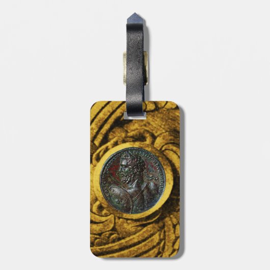 ANTIEK ROMAN BRONZE MEDALLION MET GOLD GRIFFINS BAGAGELABEL (Achterkant verticaal)
