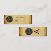 ANTIEK ROMAN BRONZE MEDALLION MONOGRAM-perkament Mini Visitekaartje (Voorkant / Achterkant)