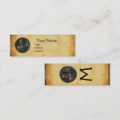 ANTIEK ROMAN BRONZE MEDALLION MONOGRAM-perkament Mini Visitekaartje (Voorkant / Achterkant)