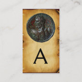 ANTIEK ROMAN BRONZE MEDALLION MONOGRAM-perkament Visitekaartje (Achterkant)