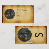 ANTIEK ROMAN BRONZE MEDALLION MONOGRAM-perkament Visitekaartje (Voorkant / Achterkant)