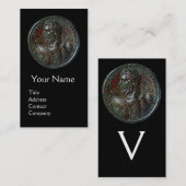 ANTIEK ROMAN BRONZE MEDALLION MONOGRAM, zwart Visitekaartje (Voorkant / Achterkant)