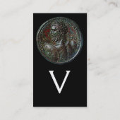 ANTIEK ROMAN BRONZE MEDALLION MONOGRAM, zwart Visitekaartje (Achterkant)