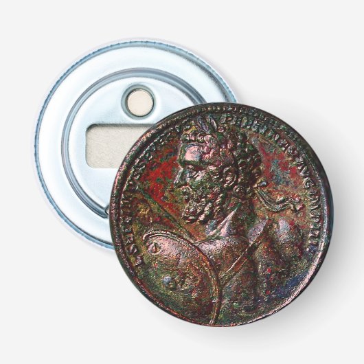 ANTIEK ROMAN BRONZE MEDALLION SEPTIMUS SEVERUS BUTTON FLESOPENER (Voorkant)
