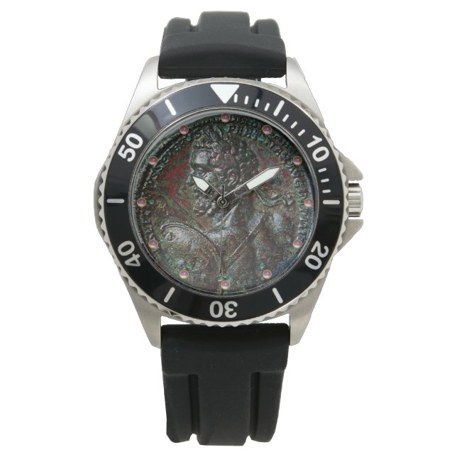 ANTIEK ROMAN BRONZE MEDALLION SEPTIMUS SEVERUS HORLOGE (Voorkant)