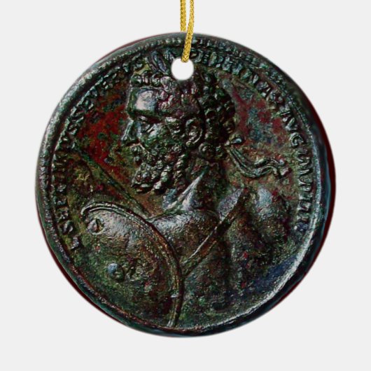 ANTIEK ROMAN BRONZE MEDALLION SEPTIMUS SEVERUS KERAMISCH ORNAMENT (Voorkant)