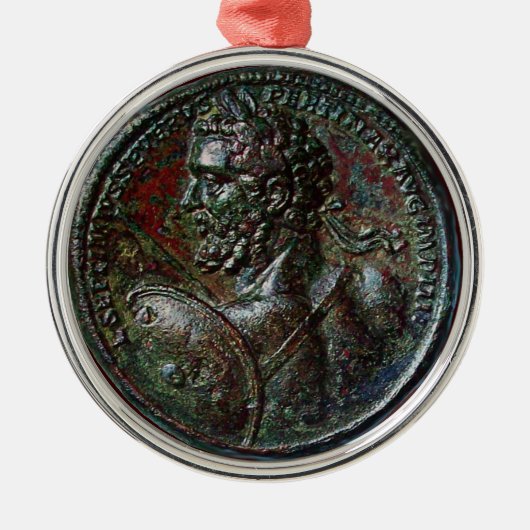 ANTIEK ROMAN BRONZE MEDALLION SEPTIMUS SEVERUS METALEN ORNAMENT (Voorkant)