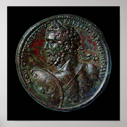 ANTIEK ROMAN BRONZE MEDALLION SEPTIMUS SEVERUS POSTER (Voorkant)