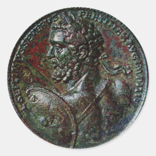 ANTIEK ROMAN BRONZE MEDALLION SEPTIMUS SEVERUS RONDE STICKER