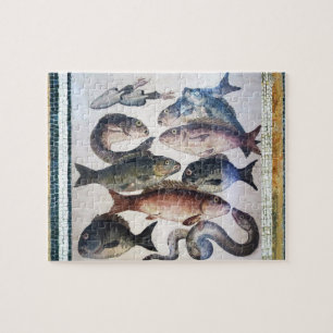 ANTIEK ROMAN MOSAIC FISHES, OCEAAN ZEE LIFE SCENE LEGPUZZEL