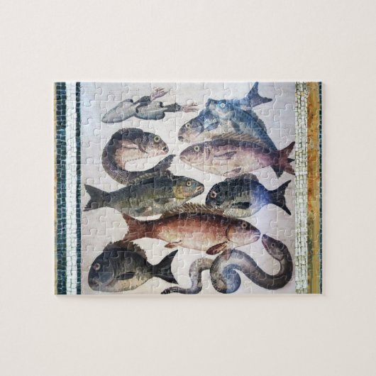 ANTIEK ROMAN MOSAIC FISHES, OCEAAN ZEE LIFE SCENE LEGPUZZEL (Horizontaal)