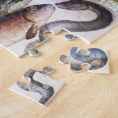 ANTIEK ROMAN MOSAIC FISHES, OCEAAN ZEE LIFE SCENE LEGPUZZEL (Zijkant)