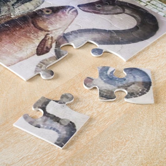 ANTIEK ROMAN MOSAIC FISHES, OCEAAN ZEE LIFE SCENE LEGPUZZEL (Zijkant)