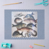 ANTIEK ROMAN MOSAICS, FISHES, OCEAAN ZEE LIFE SCEN TISSUEPAPIER (Craft)