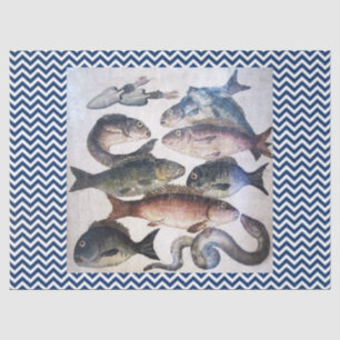 ANTIEK ROMAN MOSAICS, FISHES, OCEAAN ZEE LIFE SCEN TISSUEPAPIER