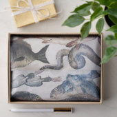 ANTIEK ROMAN MOSAICS, FISHES, OCEAAN ZEE LIFE SCEN TISSUEPAPIER (Geschenk)