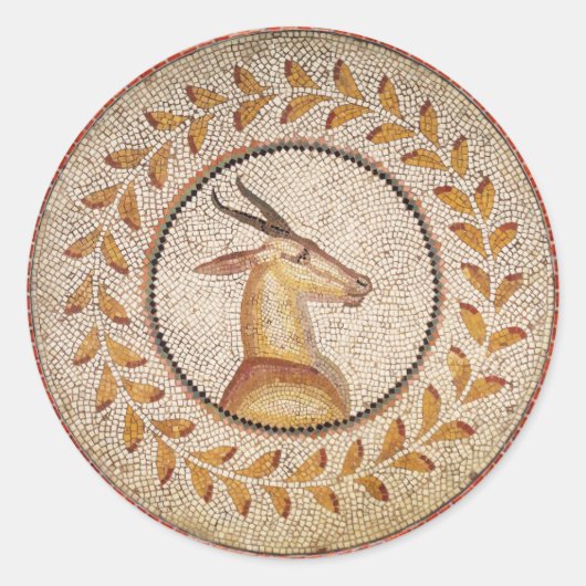 ANTIEK ROMAN MOSAICS / GAZZELLE RONDE STICKER (Voorkant)