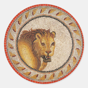 ANTIEK ROMAN MOSAICS / LION RONDE STICKER