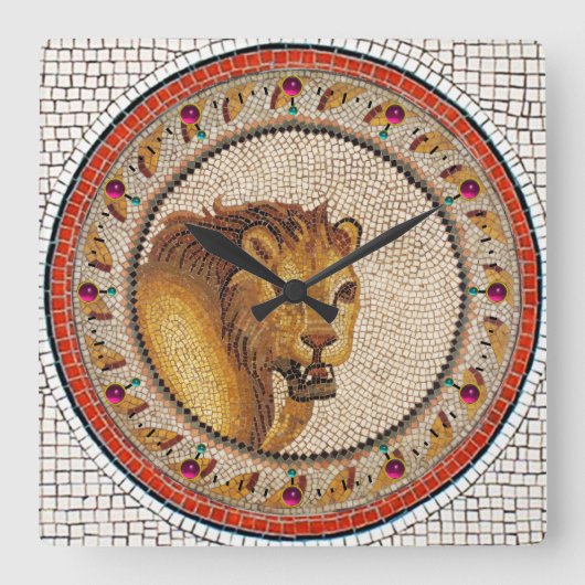 ANTIEK ROMAN MOSAICS / LION VIERKANTE KLOK (Voorkant)