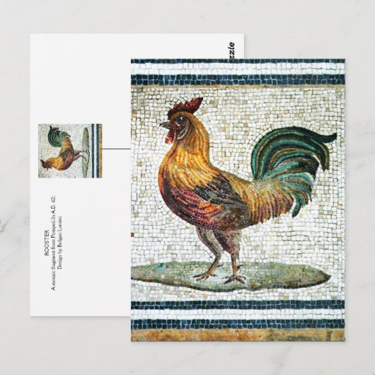 ANTIEK ROMAN MOSAICS / ROOSTER BRIEFKAART (Voorkant / Achterkant)