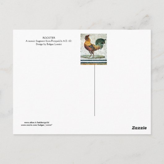 ANTIEK ROMAN MOSAICS / ROOSTER BRIEFKAART (Achterkant)