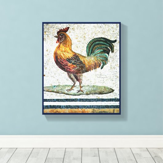 ANTIEK ROMAN MOSAICS / ROOSTER CANVAS AFDRUK (Insitu (Houten vloer))