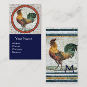 ANTIEK ROMAN MOSAICS / ROOSTER MONOGRAM Blue Visitekaartje (Voorkant / Achterkant)