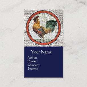 ANTIEK ROMAN MOSAICS / ROOSTER MONOGRAM Blue Visitekaartje