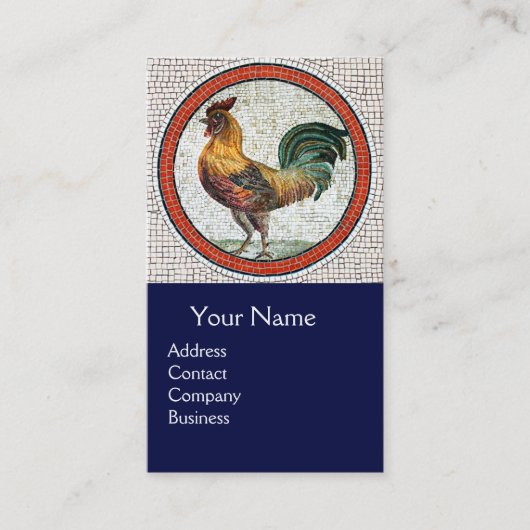 ANTIEK ROMAN MOSAICS / ROOSTER MONOGRAM Blue Visitekaartje (Voorkant)