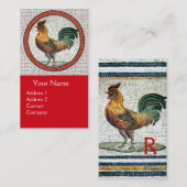 ANTIEK ROMAN MOSAICS/ROOSTER MONOGRAM, Rood Visitekaartje (Voorkant / Achterkant)