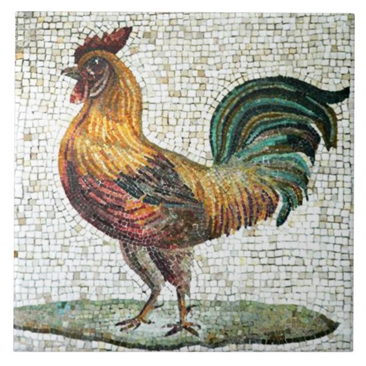 ANTIEK ROMAN MOSAICS/ROOSTER MONOGRAM TEGELTJE (Voorkant)