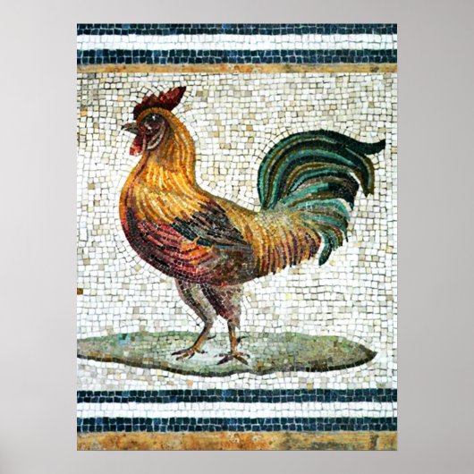 ANTIEK ROMAN MOSAICS / ROOSTER POSTER (Voorkant)