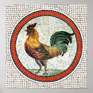 ANTIEK ROMAN MOSAICS / ROOSTER POSTER