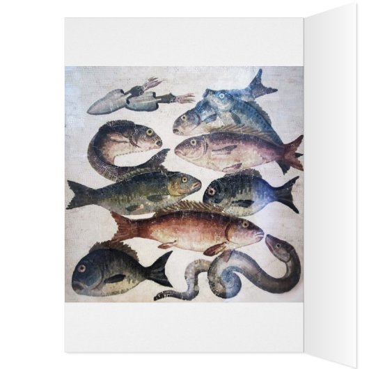 ANTIEK ROMAN MOSAICS, VISSEN, OCEAAN ZEE LIFE SCEN (Binnen (Links))